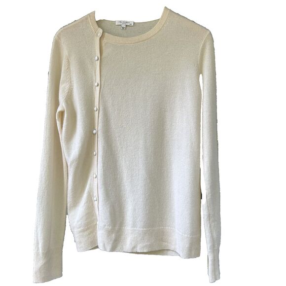 equipment femme Sweaters - Equipment Femme Cashmere Sweater Size Medium Asymmetric Button Cardigan Ivory